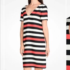 Armani Exchange Minnie Dress Striped V Neck Shift Pullover Partially Lined 6